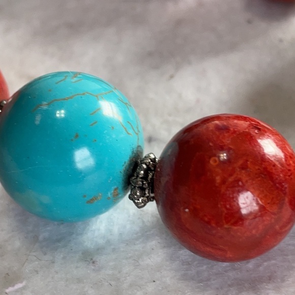 NWT Midwest Amber coral, sterling, and faux turquoise 20” necklace - Picture 6 of 9